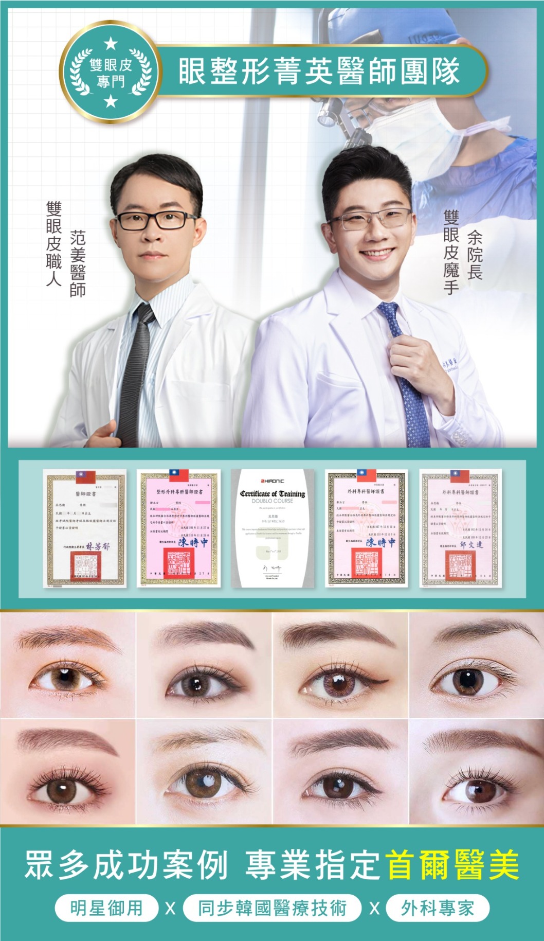 雙眼皮手術-全台韓系連鎖品牌 X 論壇明星醫師進駐操刀-首爾醫美診所
