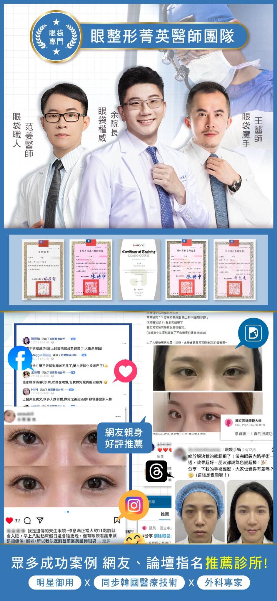 雙眼皮手術-全台韓系連鎖品牌 X 論壇明星醫師進駐操刀-首爾醫美診所